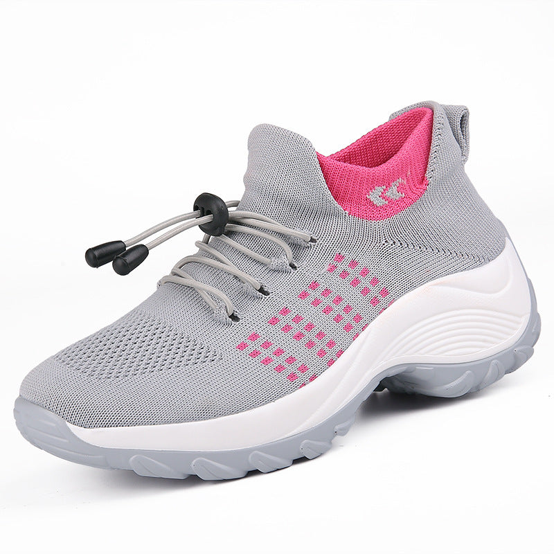 Damen gestrickte Slip-On Sneaker mit Schnellzugkordel, elastischem Schaft und stoßdämpfender Plateau-Sohle Echo Archiv