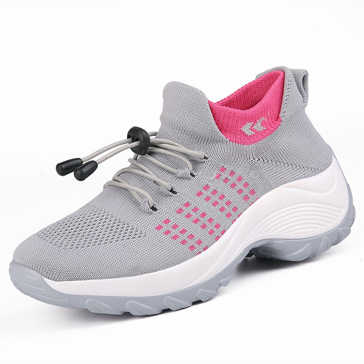 Damen gestrickte Slip-On Sneaker mit Schnellzugkordel, elastischem Schaft und stoßdämpfender Plateau-Sohle Echo Archiv