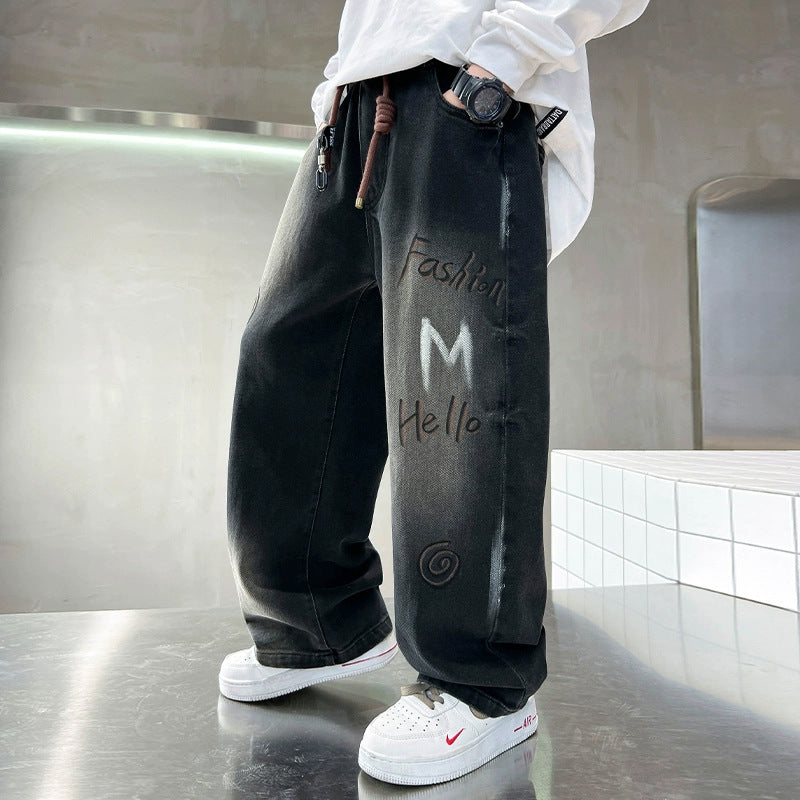 Unisex modische lässige Jeans mit kreativem Druck Echo Archiv