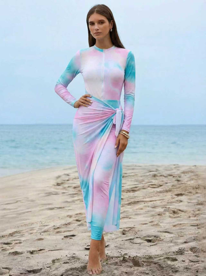 Damen Eleganter Surfanzug mit Reißverschluss und Wickeldetail Echo Archiv