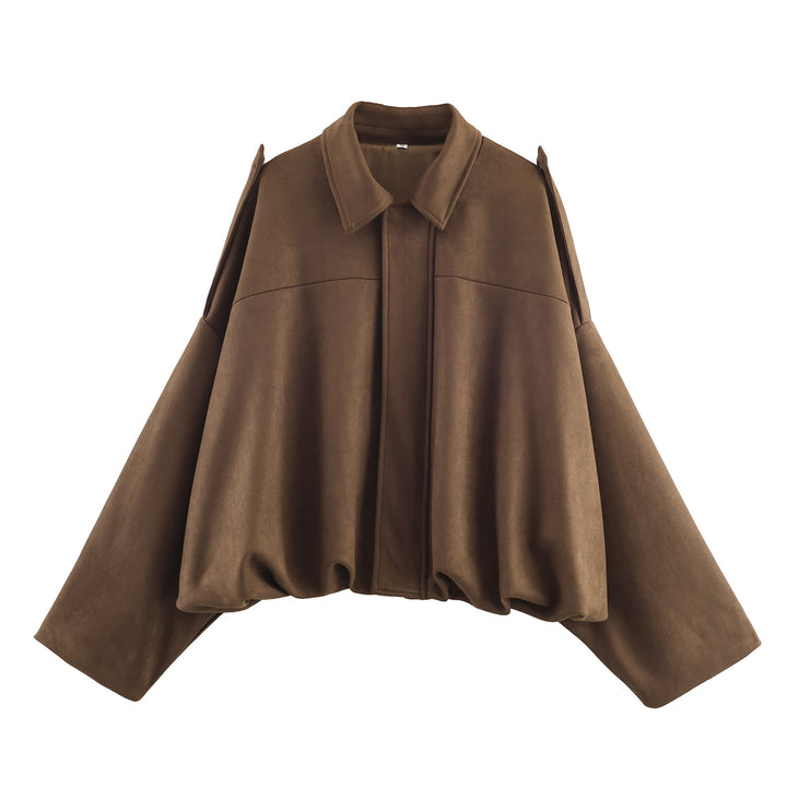 Damen nan oversized Cape-Jacke mit verdeckter Frontblende, Kragen und ballonförmigem Saum Echo Archiv