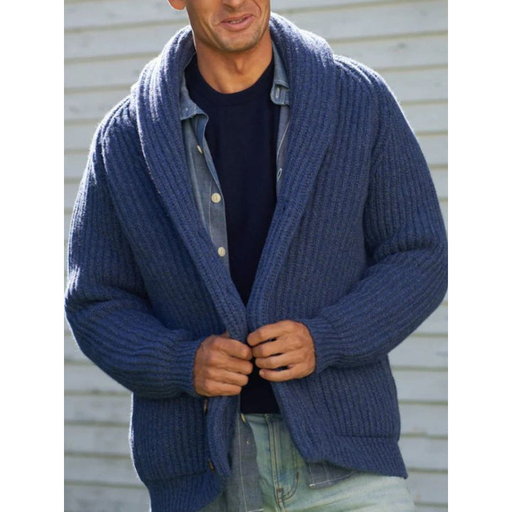 Herren Strickcardigan mit überworfenem Revers Echoarchiv