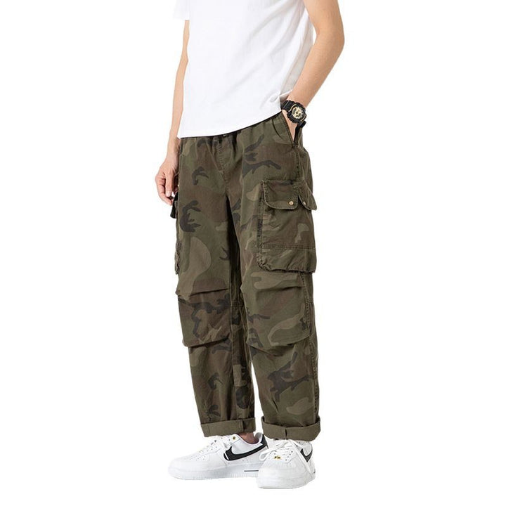 Herren Loose‑Fit Cargohose im Army‑Style mit elastischem Bund, Kordelzug und Multifunktions‑Taschen Echo Archiv