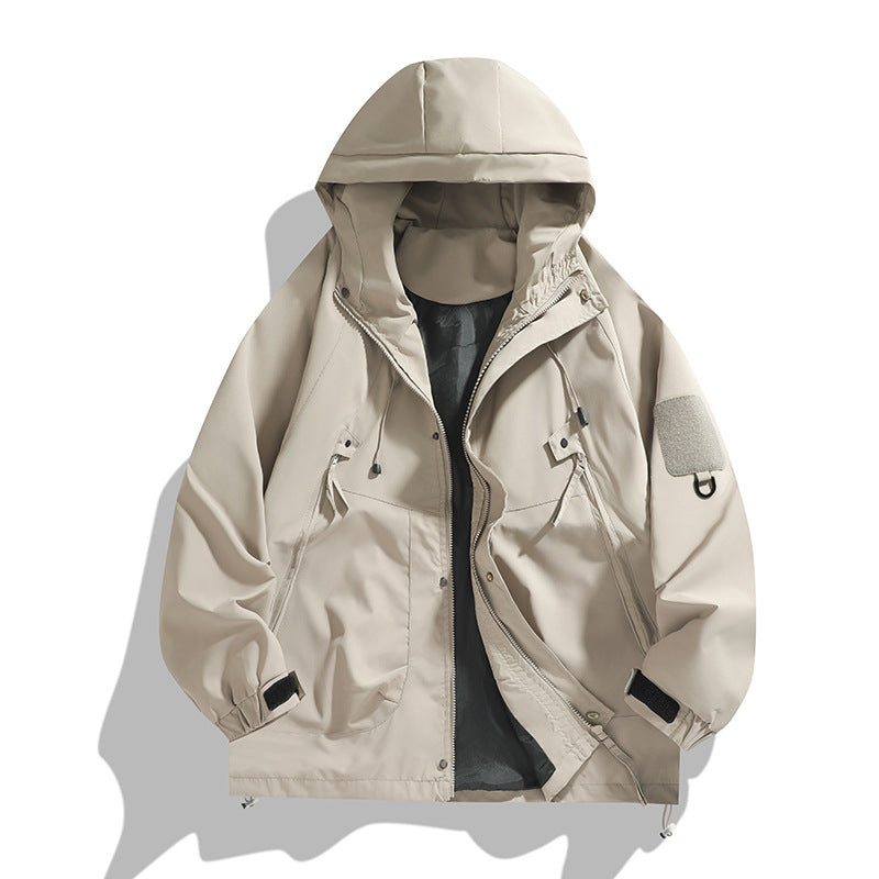 Herren atmungsaktiver Utility Hoodie-Jacke mit verdecktem Reißverschluss, Mehrzwecktaschen und verstellbaren Ärmelbündchen – Cavarno