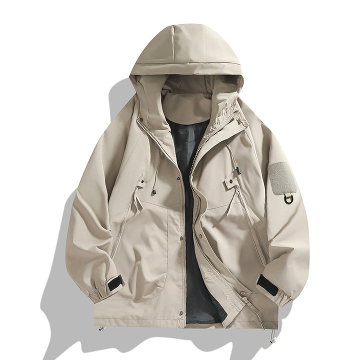 Herren atmungsaktiver Utility Hoodie-Jacke mit verdecktem Reißverschluss, Mehrzwecktaschen und verstellbaren Ärmelbündchen – Cavarno