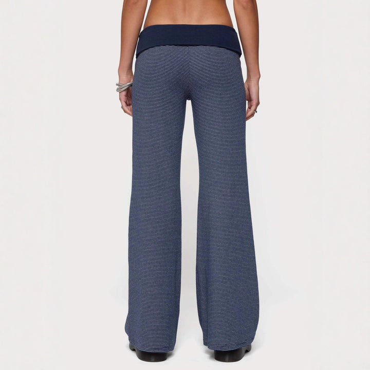 Damen weite Lounge-Hose mit elastischem Bund und maritimem Streifenmuster Echo Archiv