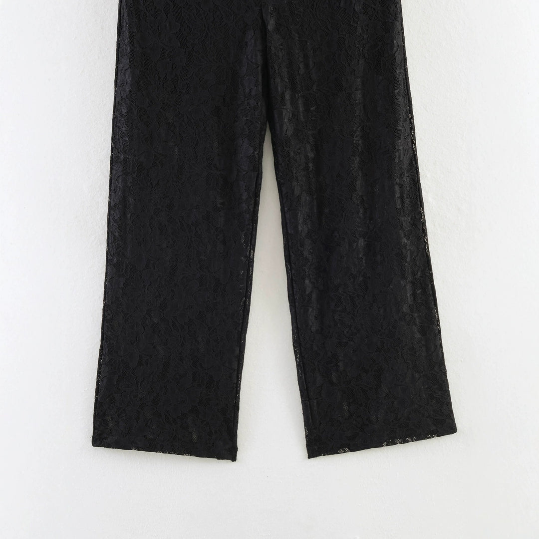 Damen Hochelastische Spitzenhose mit weitem Bein und hoher Taille Echo Archiv