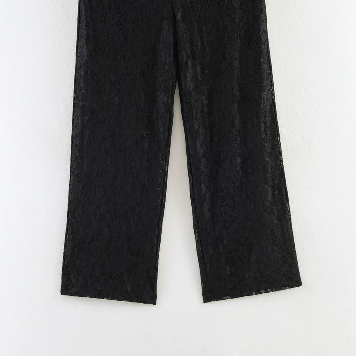 Damen Hochelastische Spitzenhose mit weitem Bein und hoher Taille Echo Archiv