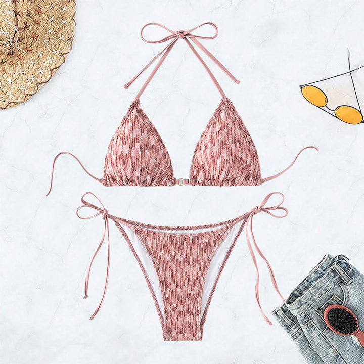 Damen Triangel-Bikini mit eleganten Bindebändern und rippierter Textur Echo Archiv