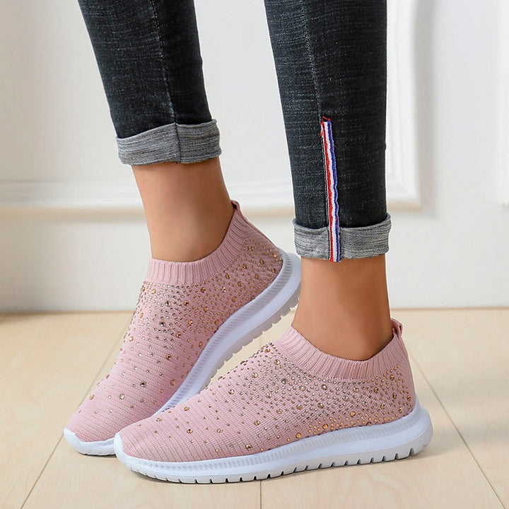 Damen Strick-Slipper-Sneaker mit Strassbesatz und flexibler Komfortsohle Echoarchiv