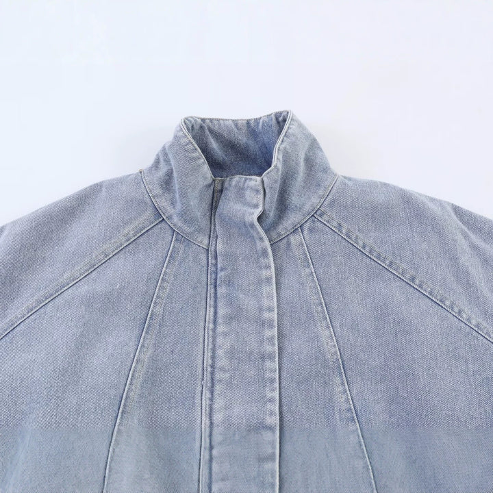 Damen Oversized Jeans-Bomberjacke mit Stehkragen und Tunnelzug Echo Archiv
