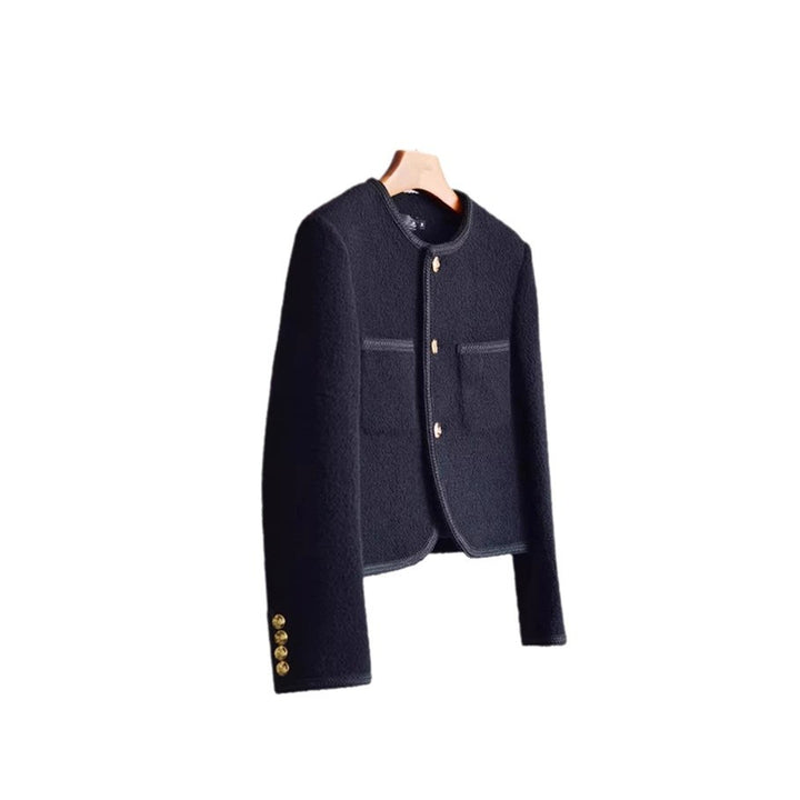 Damen Modische Boucléjacke mit goldenen Knöpfen Echoarchiv