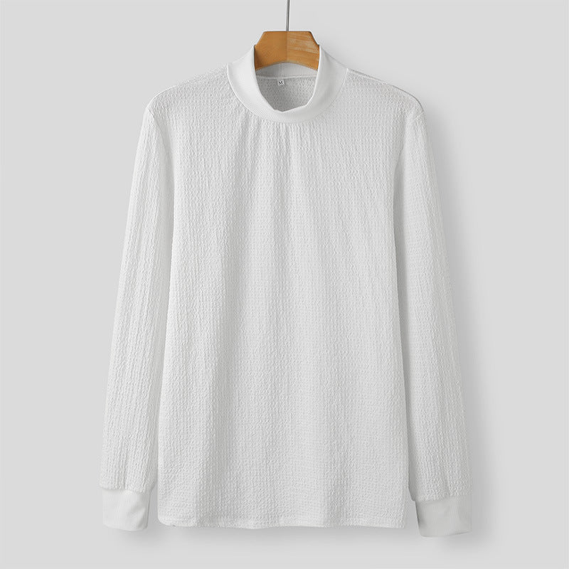 Damen Elegantes Langarmshirt mit strukturiertem Stoff und hohem Kragen Echoarchiv