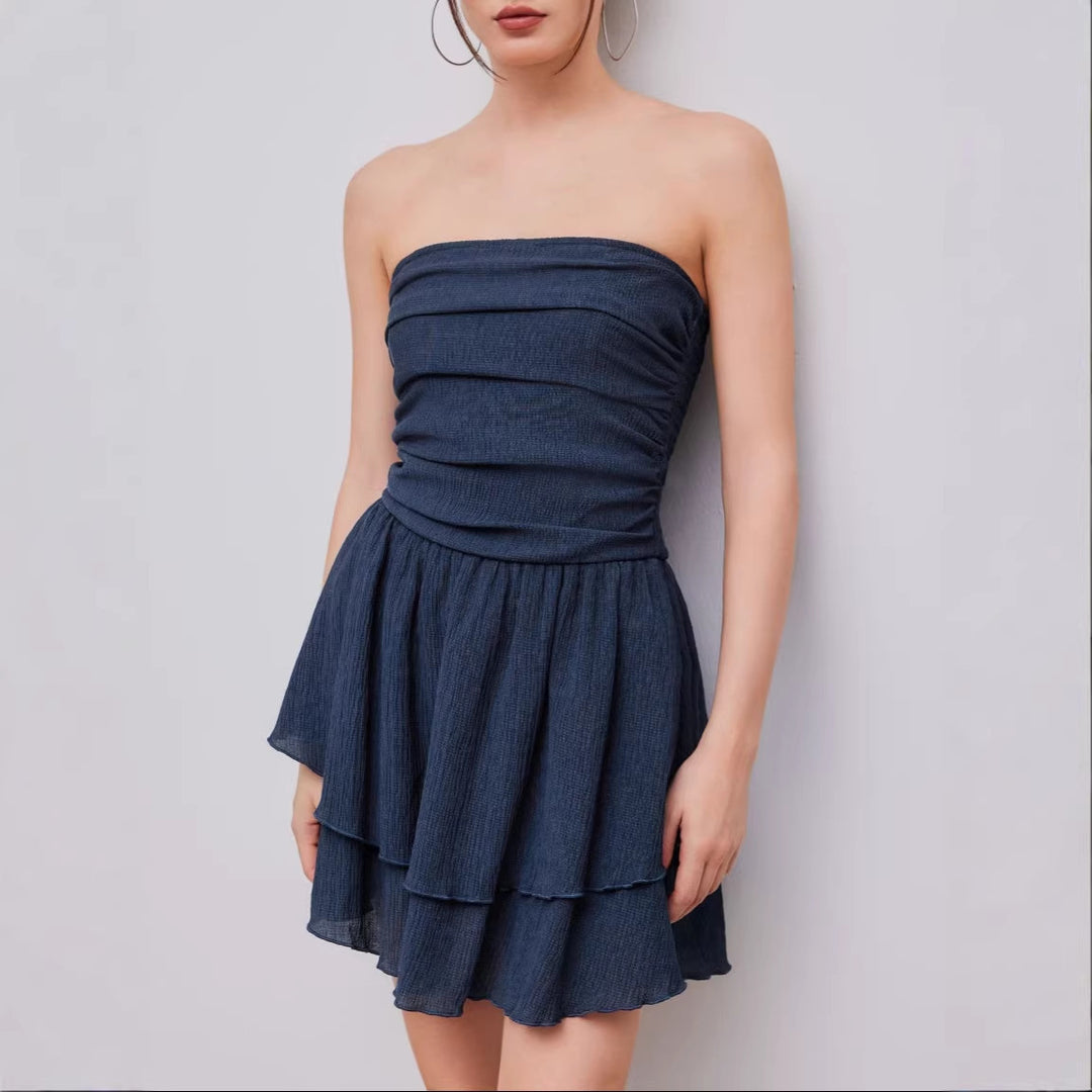 Damen Wickelkleid mit gerafftem Oberteil und fließendem Rock Echo Archiv