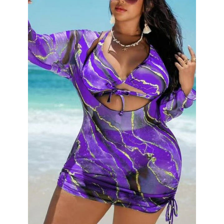 Damen Strandkleid mit transparenten Einsätzen und modischem Wickel-Design Echo Archiv
