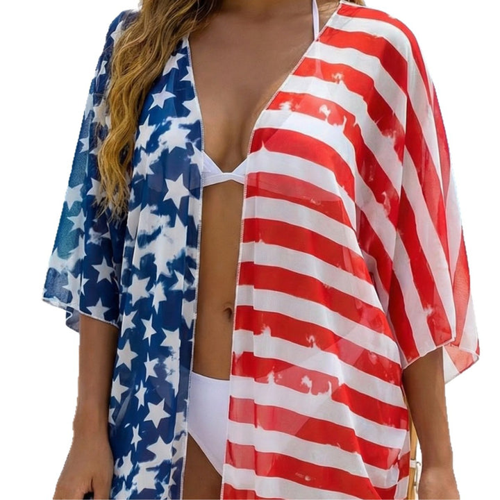 Damen lässiger Strandkimono mit patriotischem Motiv Echo Archiv