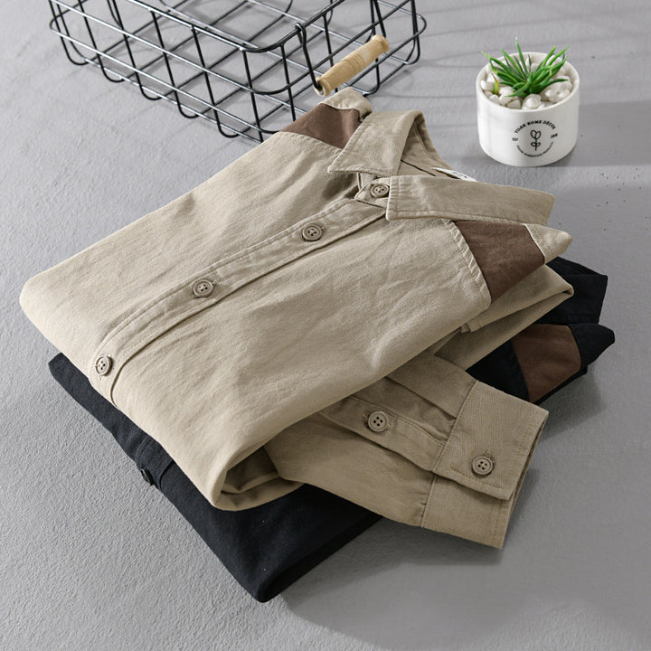Herren Overshirt mit Kontrastpasse und lockerem Schnitt aus Baumwollmix Echoarchiv