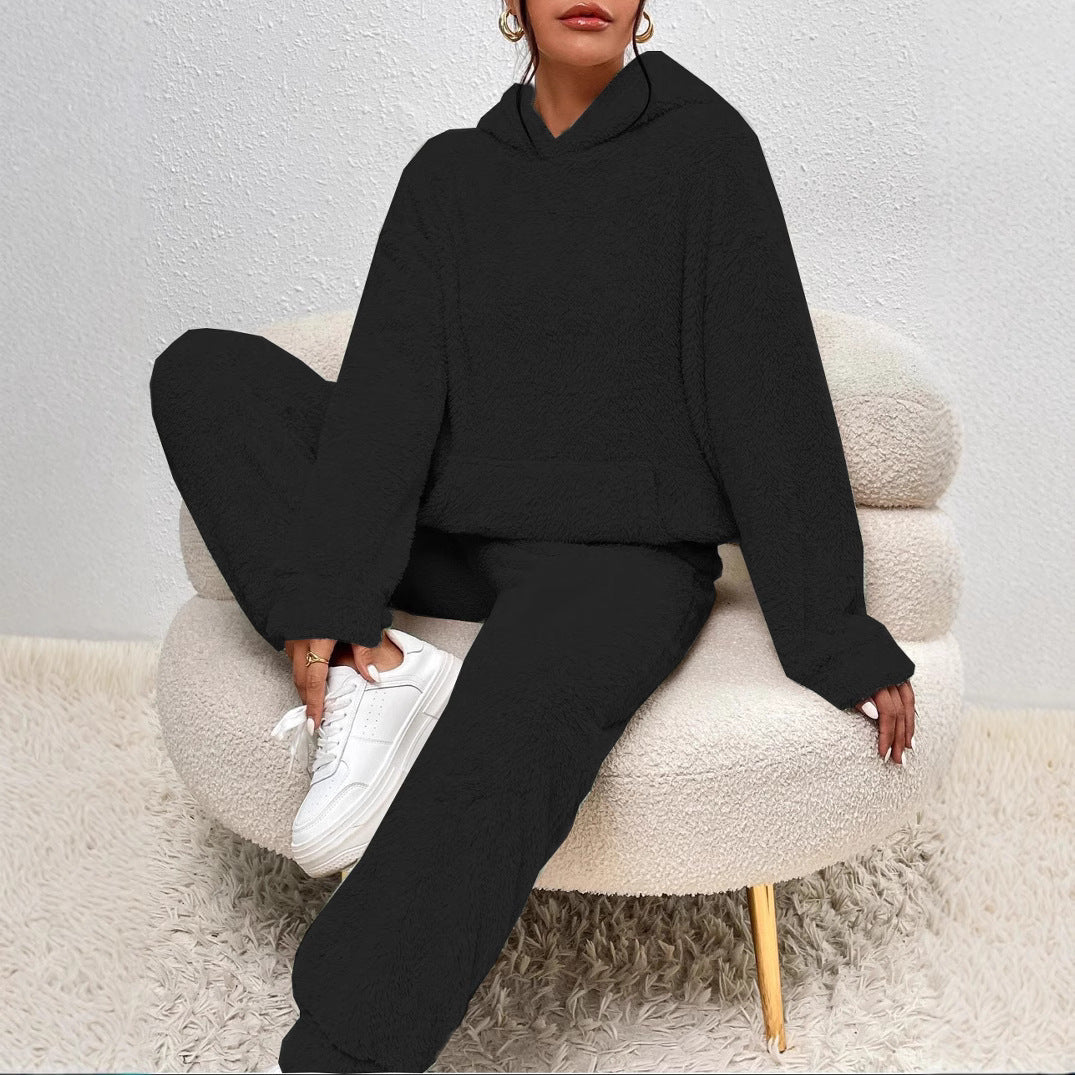 Damen Fleece-LoungewEchoarchivr-Set mit Kapuze und Taschen Echoarchiv