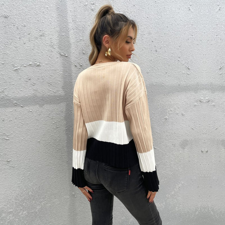 Damen Lässiger Strickpullover mit Rippstruktur und weiten Ärmeln Echo Archiv