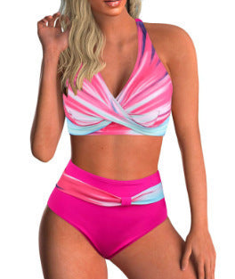 Damen Hochtailliertes Bikini-Set mit modischem Wickeloberteil Echo Archiv
