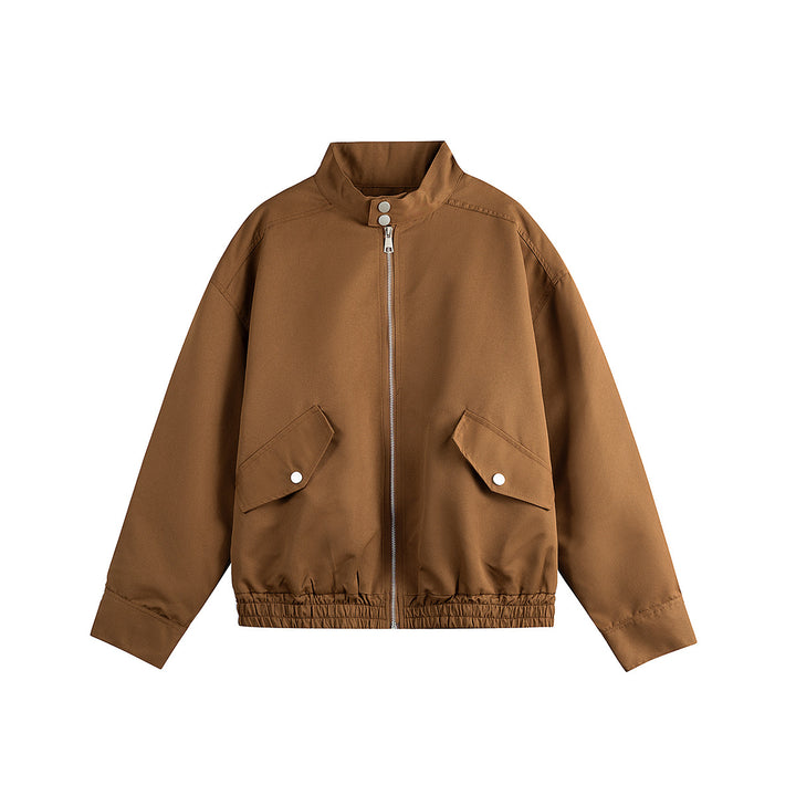 Unisex Boxy-Bomberjacke im Workwear-Look mit Stehkragen und Pattentaschen Echoarchiv