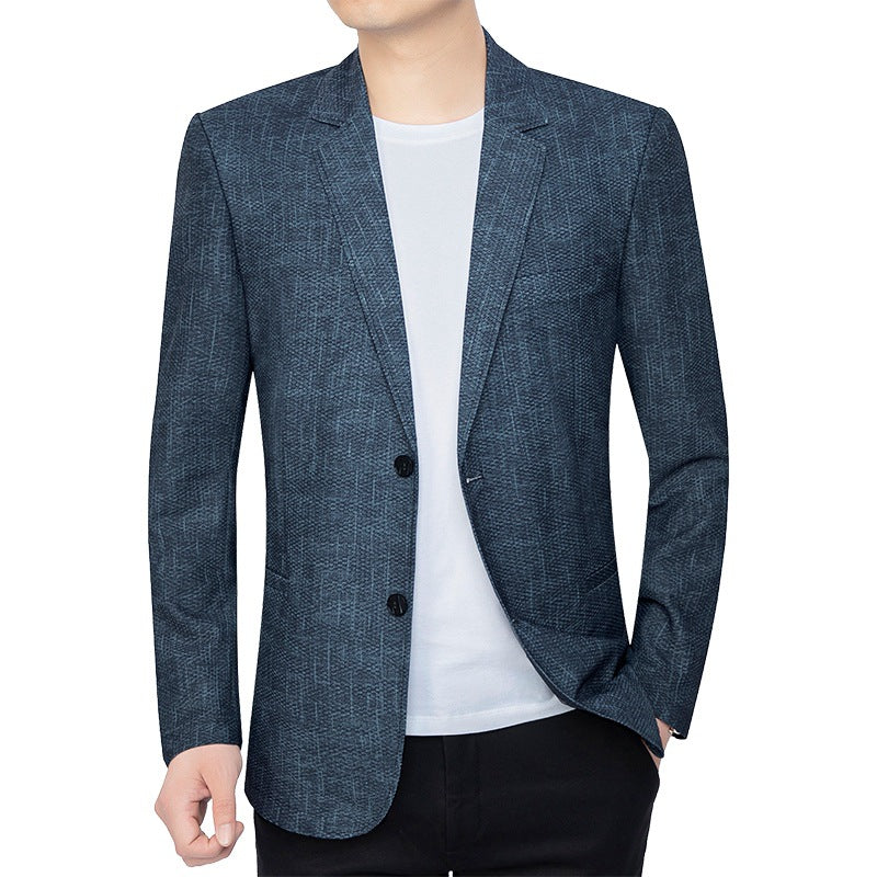 Herren Unstrukturiertes Slim-Fit Sakko mit leichtem Stretch und halber Innenfütterung – Tianoro