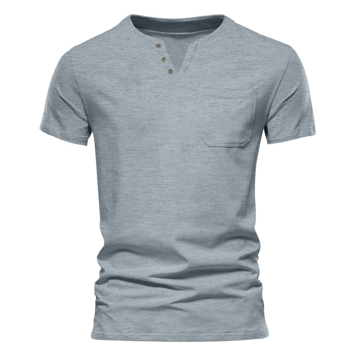Herren Kurzarm-Henley-Shirt mit Knopfleiste und praktischer Brusttasche Echoarchiv