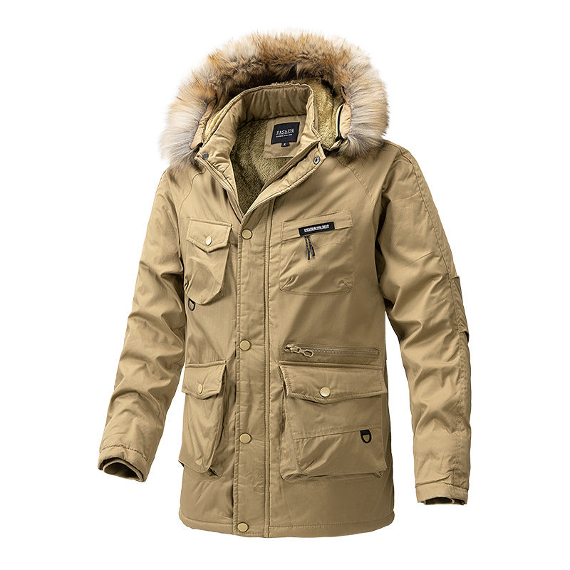 Herren isolierte Winterjacke mit abnehmbarer Kapuze und vielen Taschen Echoarchiv