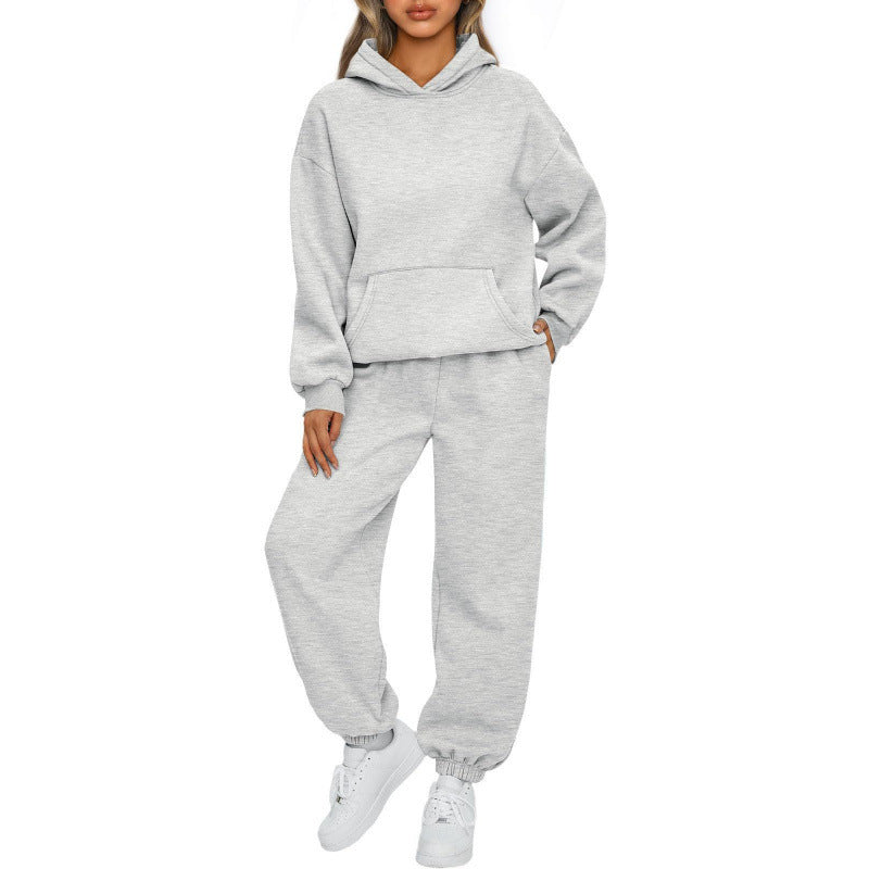 Damen nan Oversize Kapuzenpullover und Fleece Jogginghose Set mit Kängurutasche Echo Archiv