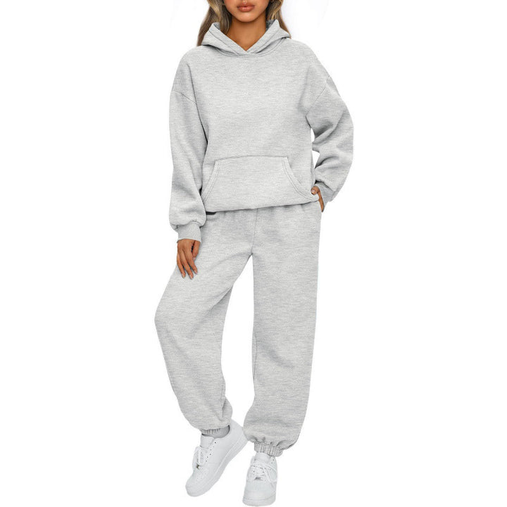 Damen nan Oversize Kapuzenpullover und Fleece Jogginghose Set mit Kängurutasche Echo Archiv