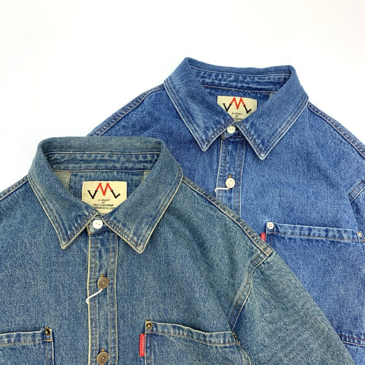 Herren Relaxed Denim-Hemdjacke mit aufgesetzten Brusttaschen und gerundetem Saum Echoarchiv