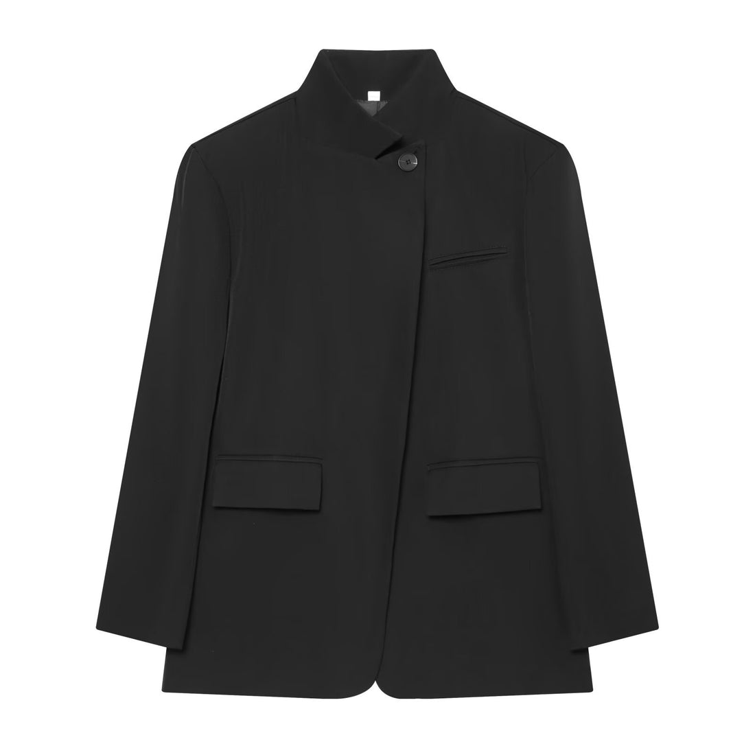 Damen Karierter Longblazer mit Stehkragen, verdeckter Knopfleiste und Pattentaschen Echoarchiv