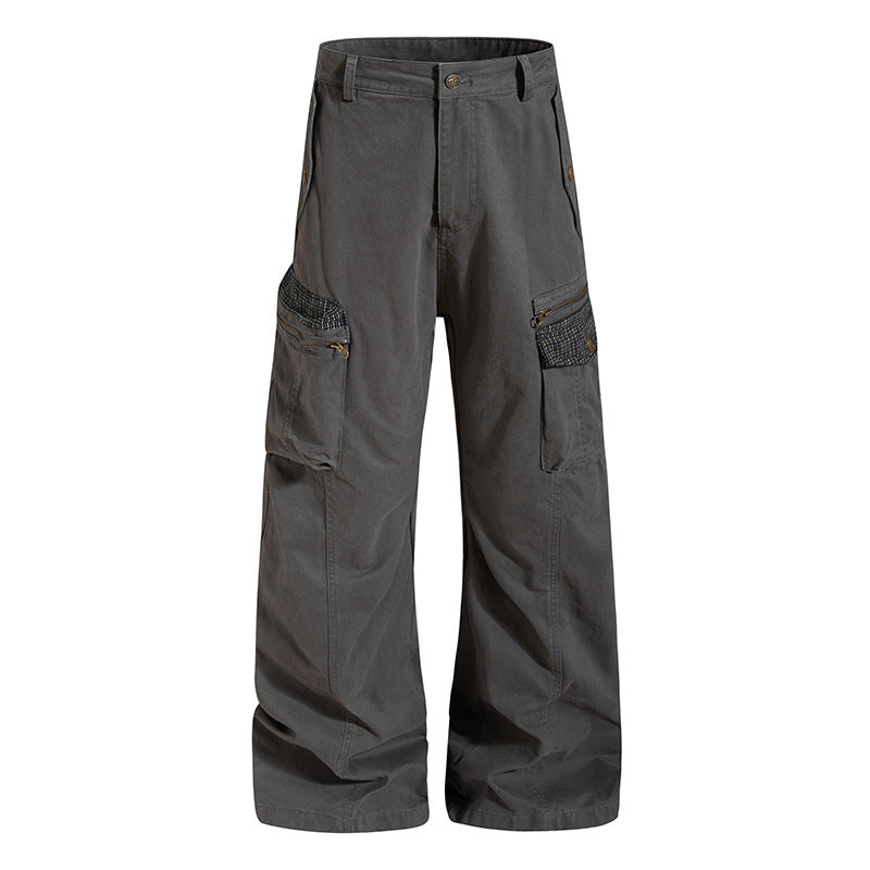 Damen weite Culotte-Cargohose mit Multi-Taschen und Textur-Einsätzen Echoarchiv