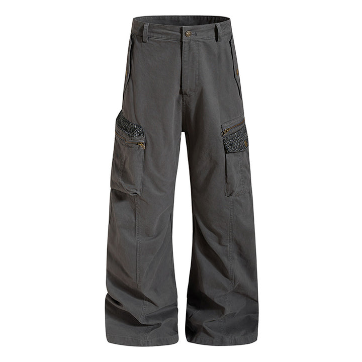 Damen weite Culotte-Cargohose mit Multi-Taschen und Textur-Einsätzen Echoarchiv