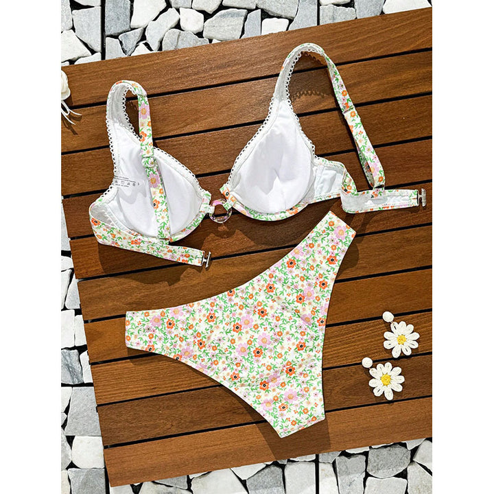 Damen Bikini-Set mit floralem Druck und raffinierten Rüschen Echo Archiv