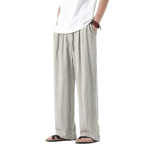 Herren nan weite Leinenhose mit verstellbarem Tunnelzugbund, lässiger Bundfaltenoptik und seitlichen Eingrifftaschen Echo Archiv