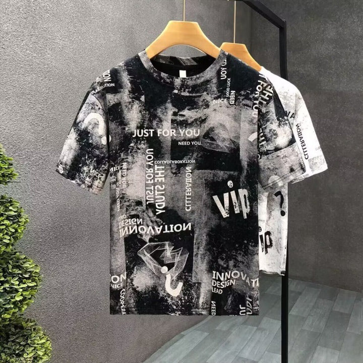 Herren T-Shirt mit kreativem Druckdesign und lockerer Passform Echoarchiv