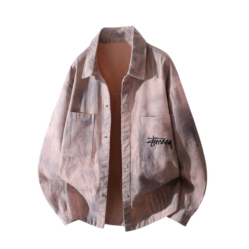 [Herren] Oversize-Hemdjacke mit Allover-Fade-Print, Druckknopfverschluss & aufgesetzten Brusttaschen Echoarchiv