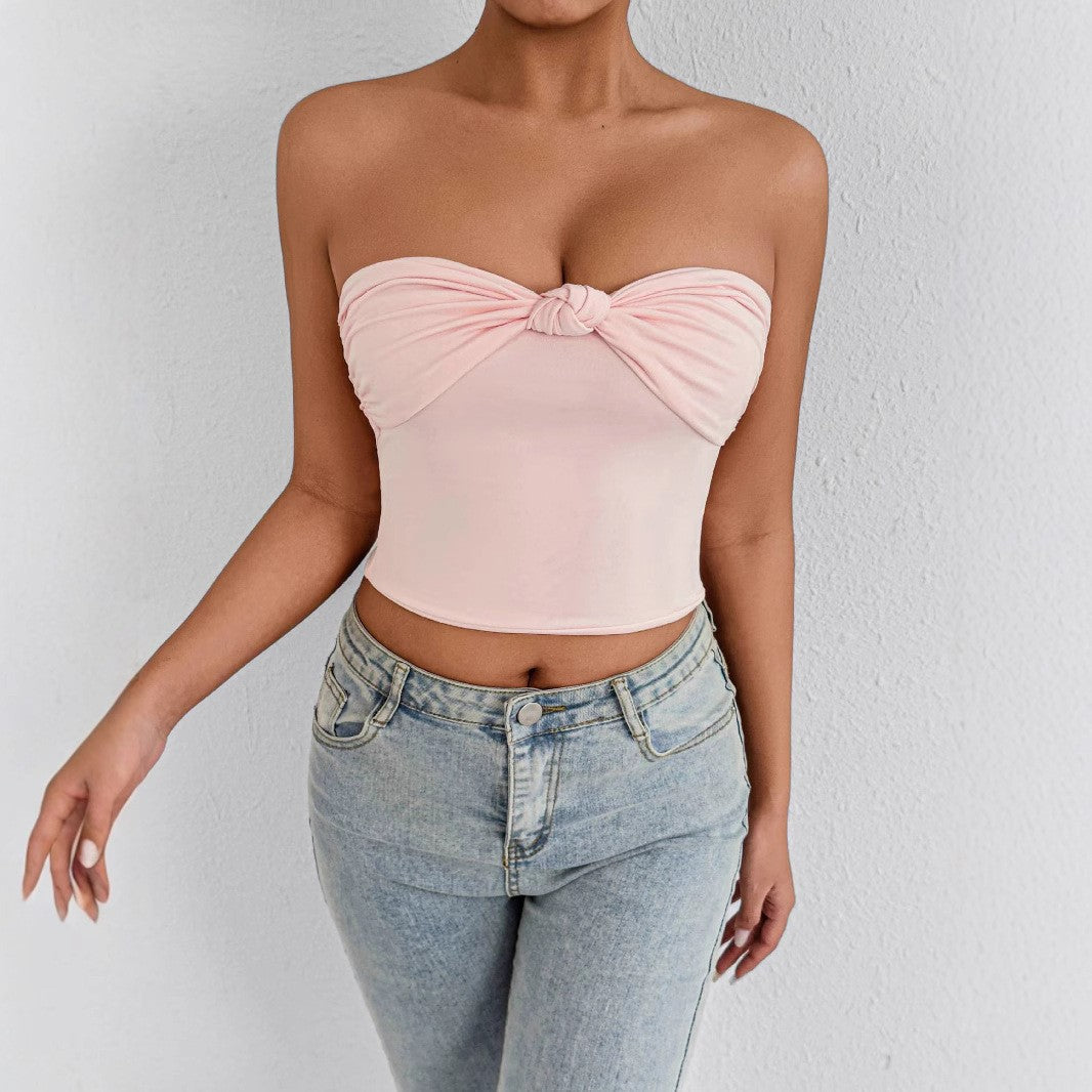 Damen Bandeau Crop-Top mit Knoten-Design Echo Archiv