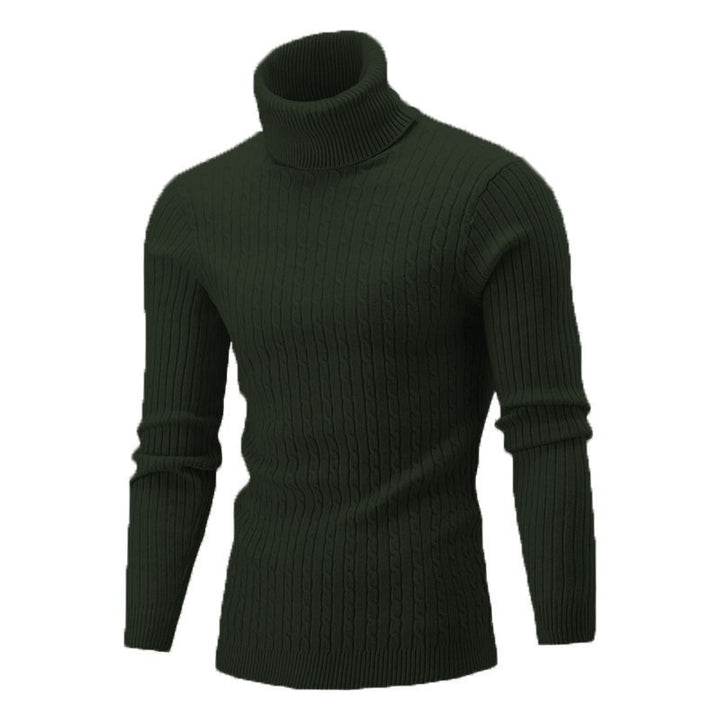 Herren nan gerippter Rollkragenpullover mit Zopfmuster und körpernaher Slim-Fit-Silhouette Echo Archiv