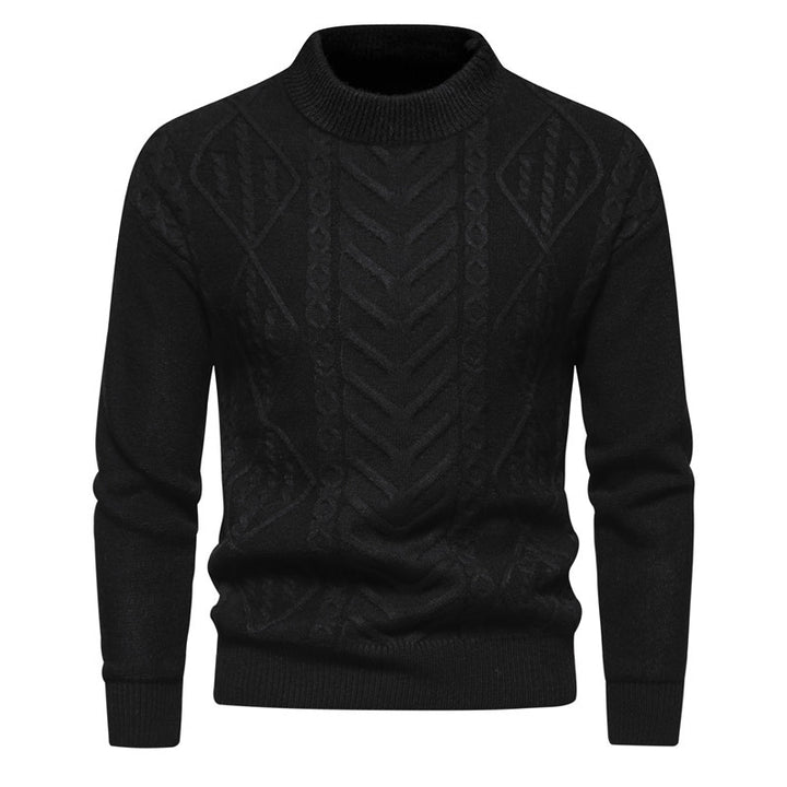 Herren Strukturierter Mockneck-Strickpullover mit Zopf- und Chevron-Muster Echo Archiv