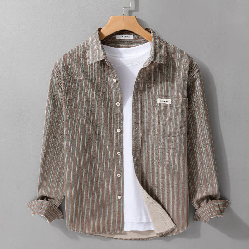 Herren Casual-Streifenhemd im Overshirt‑Stil mit Kentkragen Echoarchiv