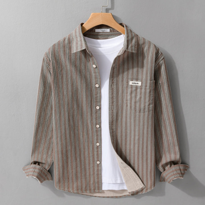 Herren Casual-Streifenhemd im Overshirt‑Stil mit Kentkragen Echoarchiv