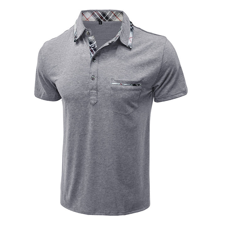 Herren Polo-Shirt mit stilvollem Karodetail und Brusttasche Echoarchiv