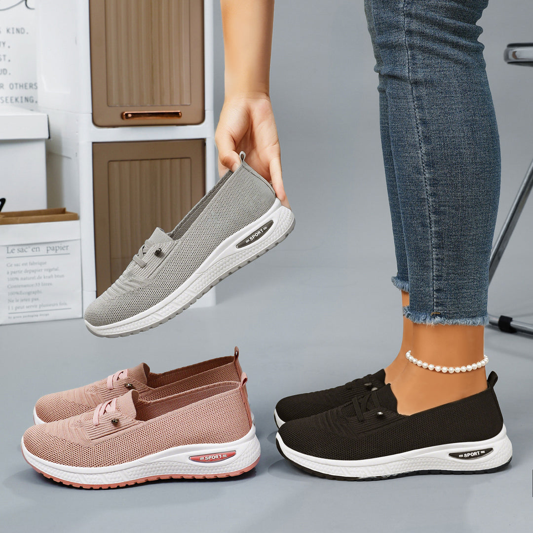 Damen nan gestrickter Slip-On-Loafer-Sneaker mit luftgepolsterter EVA-Zwischensohle und rutschfester Gummilaufsohle Echo Archiv