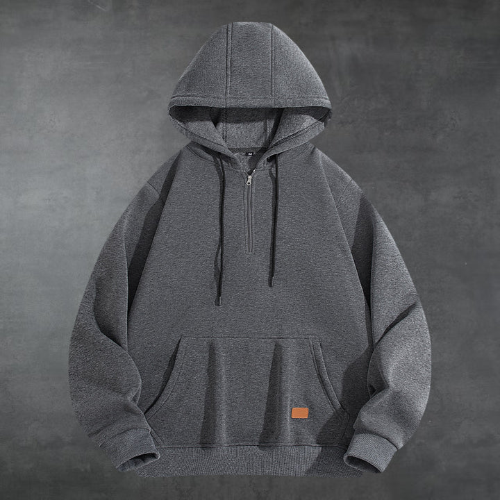 Herren Sportlicher Kapuzenpullover mit halbem Reißverschluss und praktischer Kängurutasche Echoarchiv