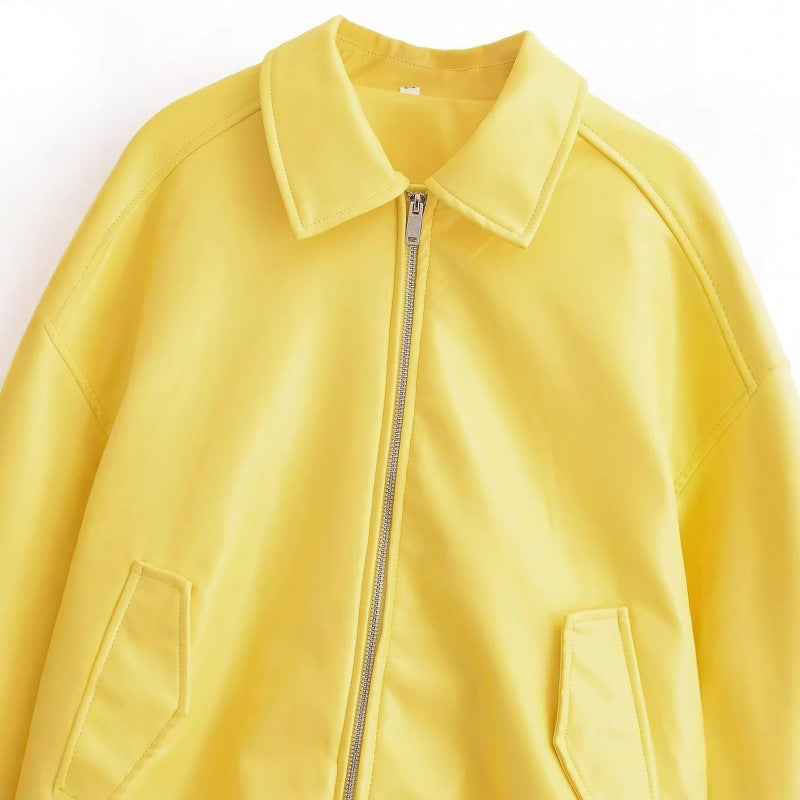 Damen Oversize-Bomberjacke mit Hemdkragen, verdecktem Reißverschluss und breiten Rippenbündchen Echo Archiv