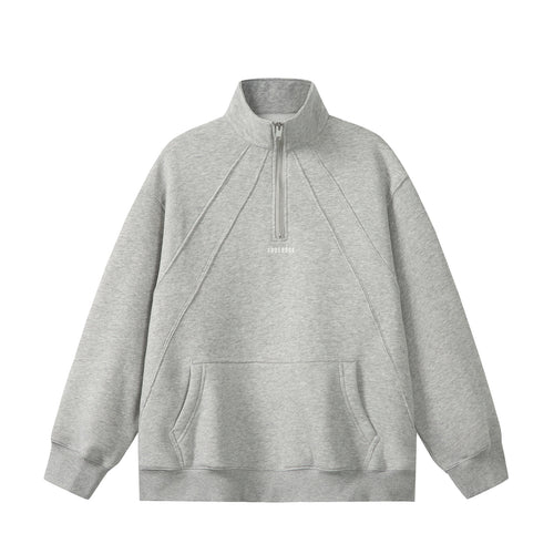 Unisex Oversize Sweatshirt mit Halbzip, hohem Funnelkragen und Kängurutasche Echoarchiv