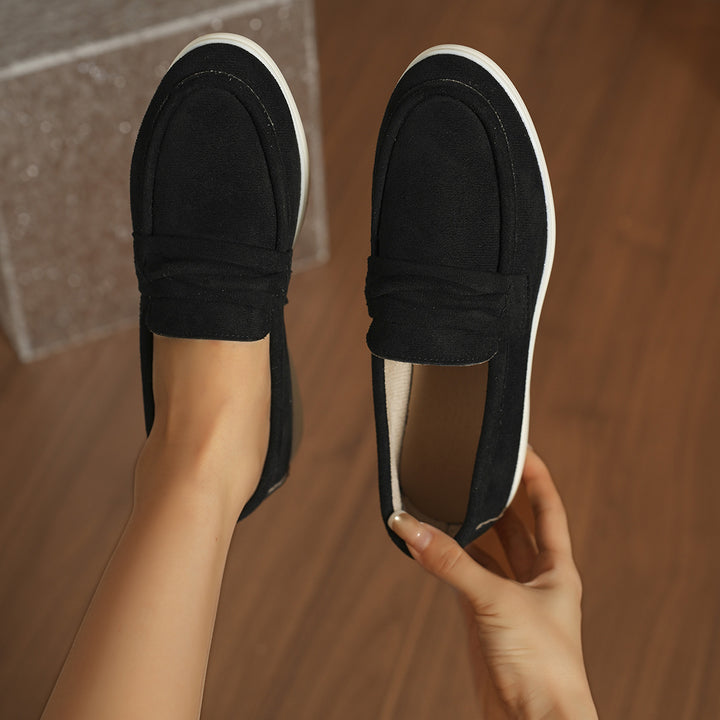 Damen Slip-On-Loafer aus Veloursimitat mit gepolstertem Fußbett Echo Archiv