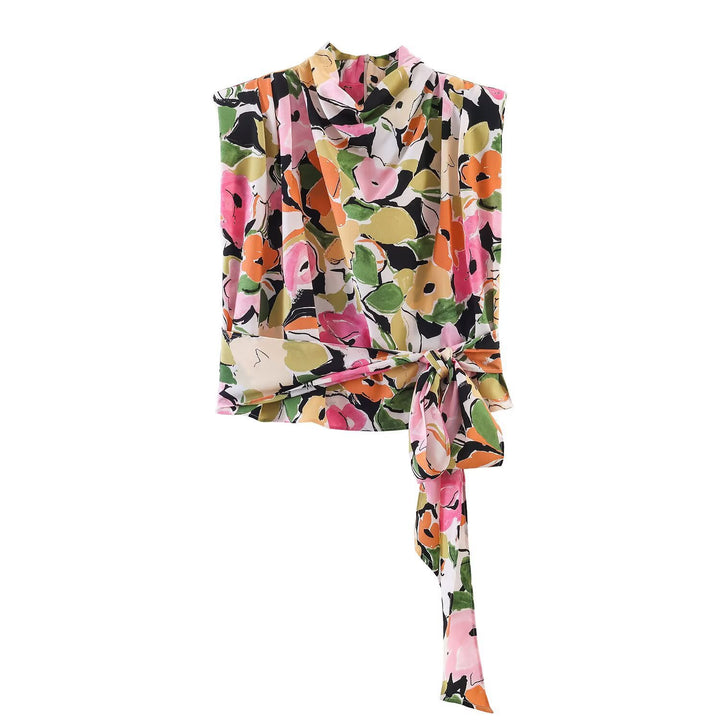 Damenbluse mit floralem Muster und eleganter Knüpfung Echo Archiv